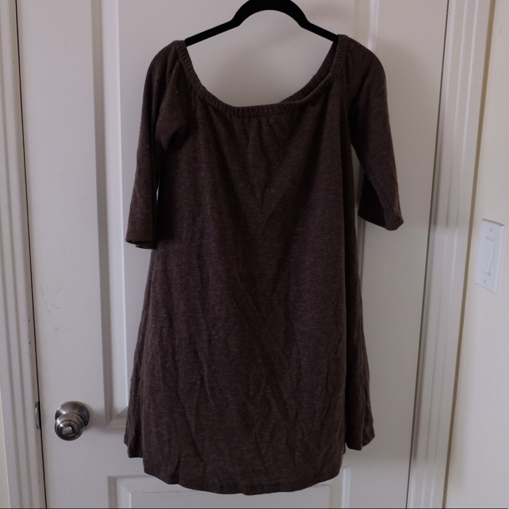 Grey Knit Off-the-shoulder Mini Dress